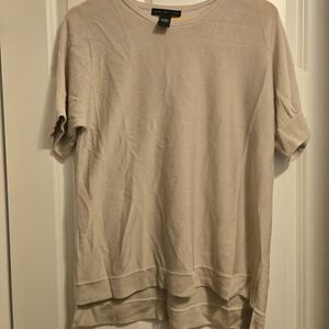 Joan Vass Cream Short Sleeve Sweater Tee